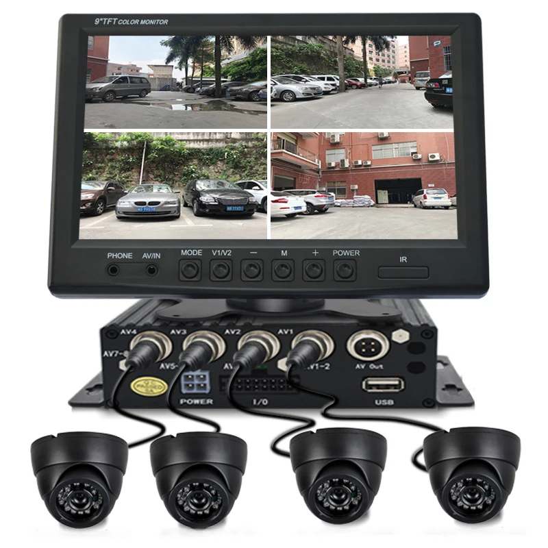 QXNY DC12V 24V 9 &quotLCD 4CH видеовход автомобильный видеомонитор для передней камеры