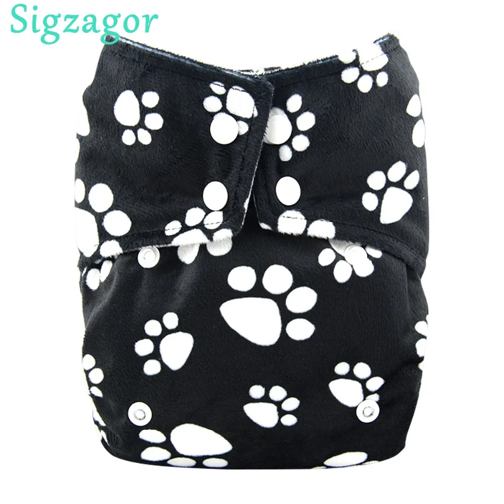 

[Sigzagor] ALL IN ONE Baby Cloth Diaper Nappy,Sewn in 3 layers microfiber insert,Double Leg Gussets,3-15kg,Night Heavy Wetter