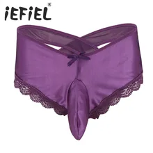 IEFiEL, мужское нижнее белье, трусы с цветочным кружевом, сзади, крест-накрест, бикини, трусы, нижнее белье, стринги, нижнее белье для ночного белья