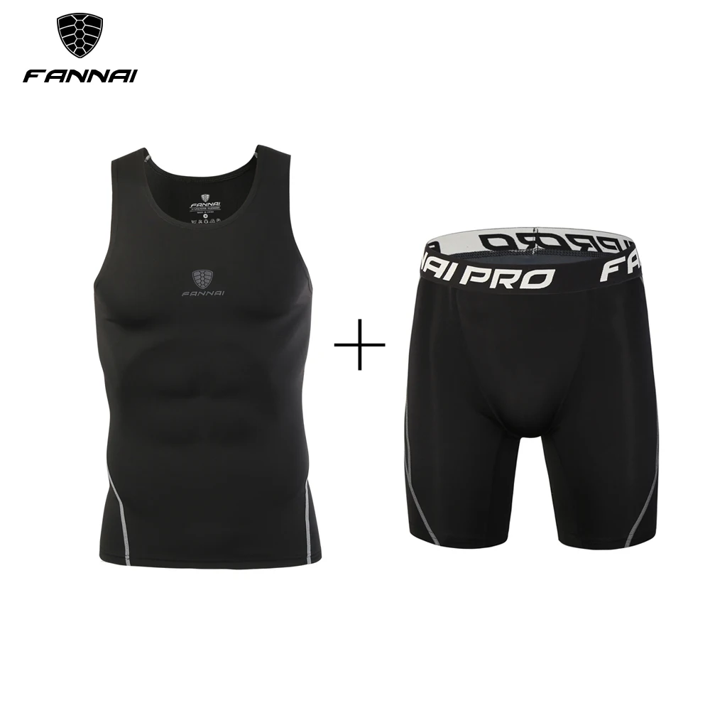 

2019 Male Suits Two Pieces Clothing Set Summer Men's Sportswear Sportsman Wear O-neck Short Sleeveless Man Clothing M-3XL