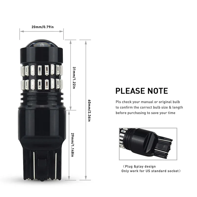 2x W21/5 Вт 7443 светодиодный T20 12 SMD 5730 Автомобильный сигнальная Поворотная лампа стоп