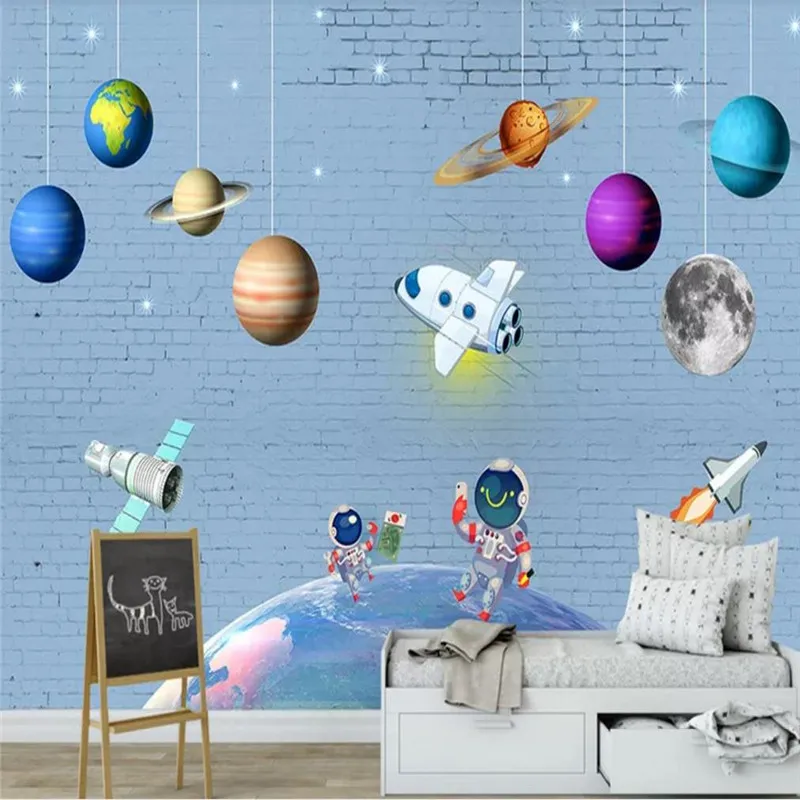 

Custom wallpaper fashion planet children's room background wall decoration waterproof material