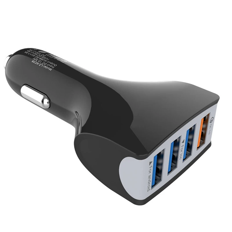 Быстрое Автомобильное зарядное устройство Quick Charge 3,0 4 usb порта для iphone XR XS Max Xiaomi huawei мобильный телефон зарядное устройство автомобиль прикуриватель - Тип штекера: Black