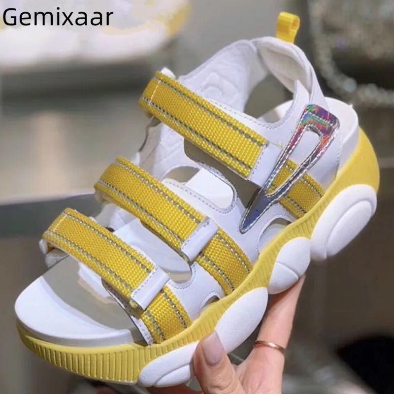 

Chic Comfy Sandals Women Shoes Round Toe Mix Colors Sport Sandalias Summer Jelly Colors Platform Sandals Flats Sandalia Feminina