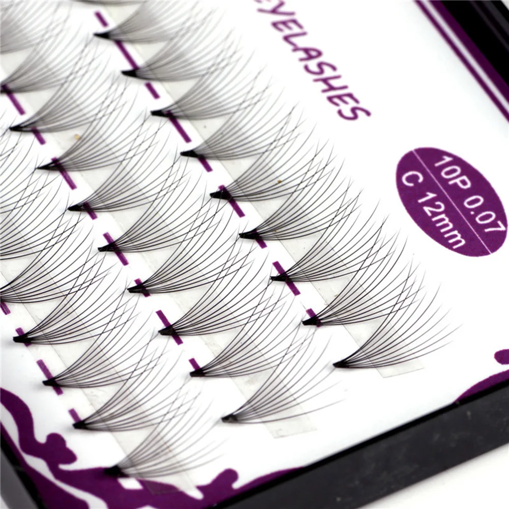 

60Pcs/Set 10D Russian Premade Volume Fans Mink Hair False Eyelashes Natural Soft Eye Lashes Makeup Extension Tools 0.07 C 8/12mm