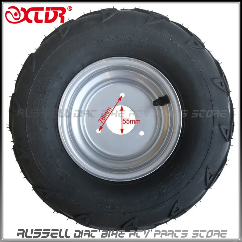 X-PRO 16x8-7 7 Black Right Front/Rear Wheel Rim Tire Assembly for 110cc 125cc ATV 70mm 