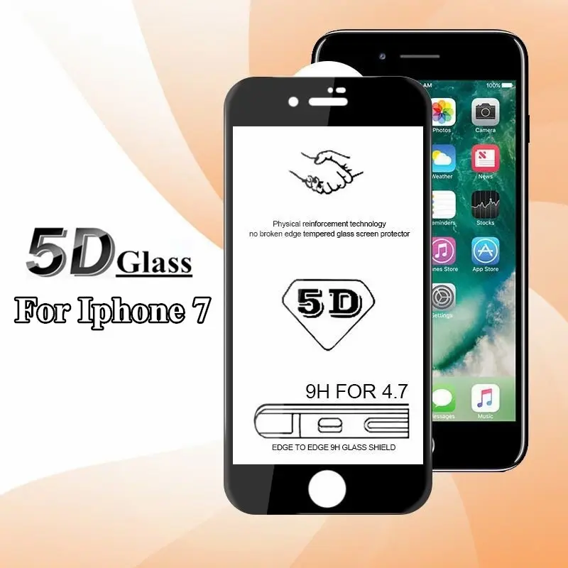 5D полный чехол для iphone 6 6 S 7 8 Plus X XS Max XR подходящий экран защитный закаленное стекло для I6 I7 I8 пленка - Цвет: For iPhone 7