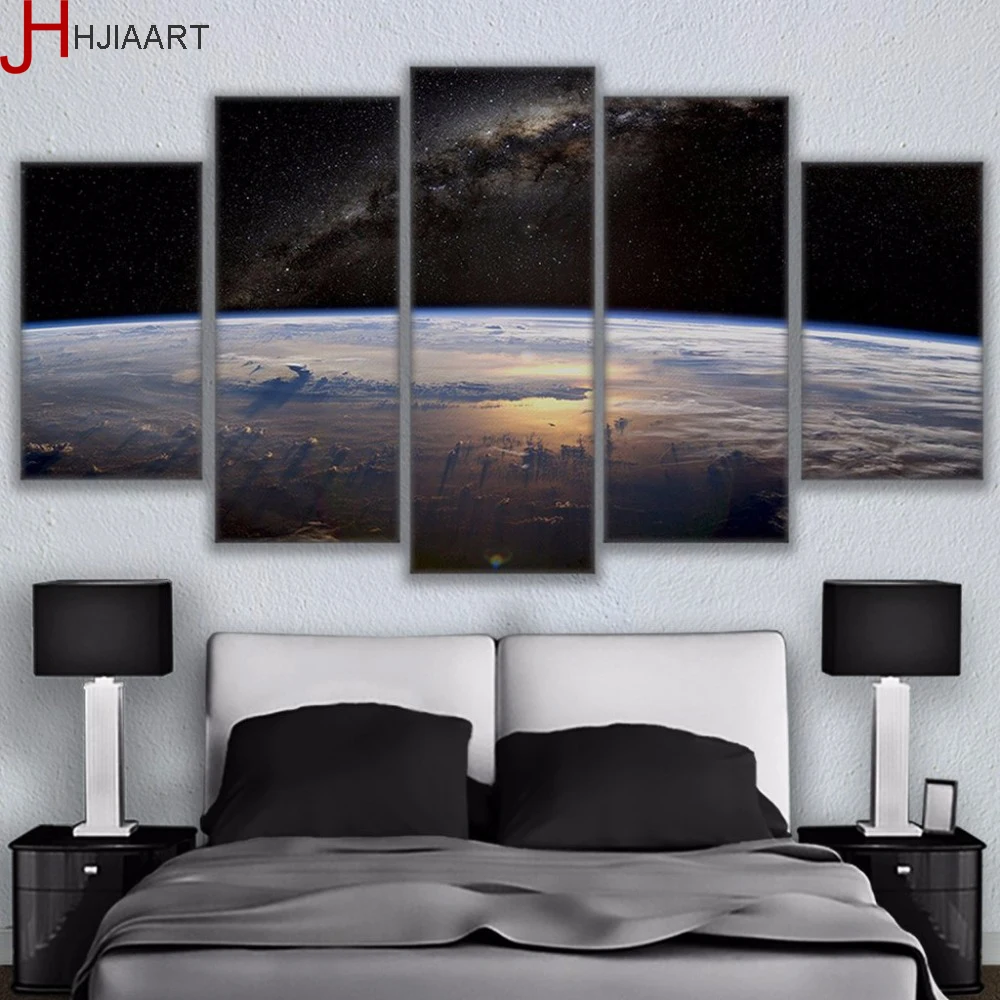 Hd Printed Canvas Framed Living Room Wall Art Posters 5 Pieces Universe
