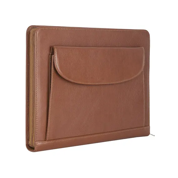 

iLooker Personalized Full Grain Leather Padfolio - Zippered Portfolio with External Pocket for iPad