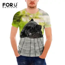 Forudesigns Повседневное футболка для Для мужчин бульдог Мопс печати брендовая одежда Для мужчин с короткими рукавами футболки Новинка
