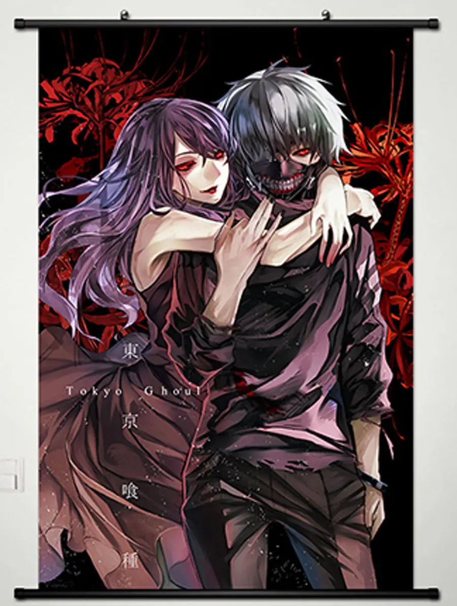 Home Decor Anime Tokyo Ghoul Wall Scroll Poster Ken Kaneki And Rize 