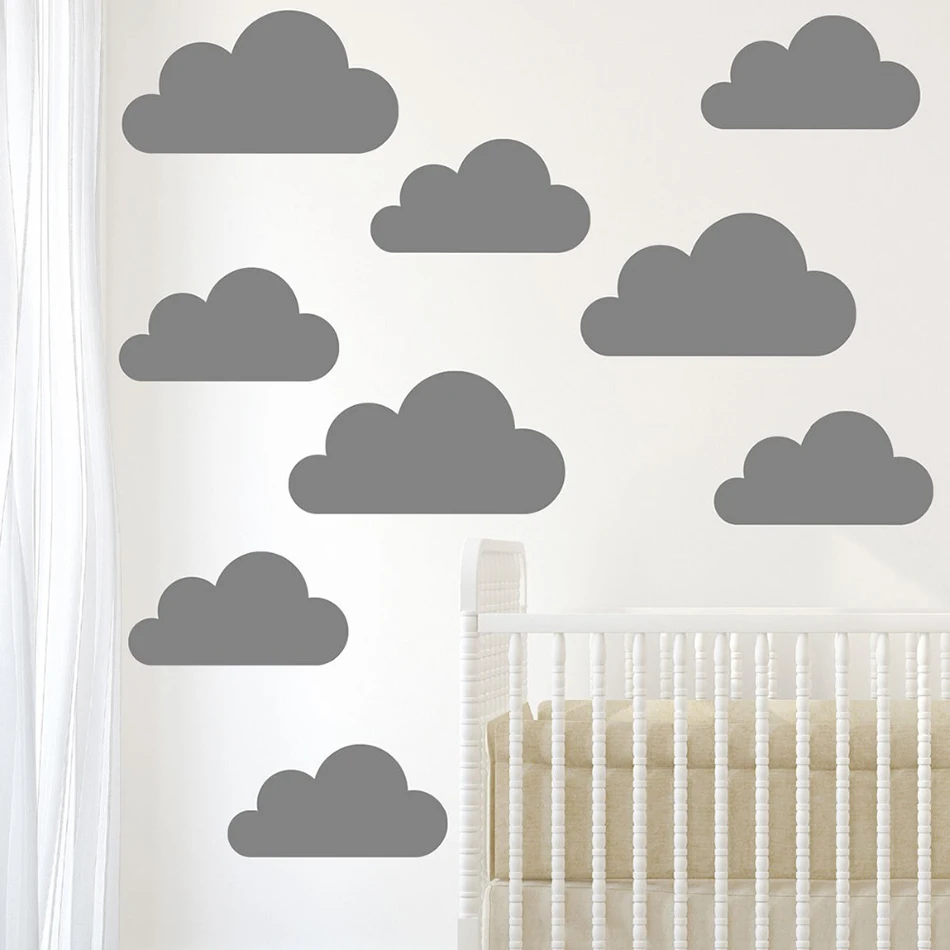 9 шт./компл. Большие размеры облака настенные виниловые наклейки дети ребенок мобильное украшение для комнаты Наклейка Настенная «облака» пасмурные фрески искусство AZ773
