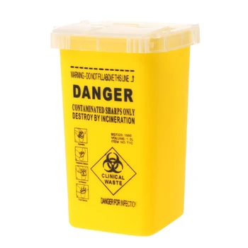 

Tattoo Medical Plastic Sharps Containers Biohazard Needles Disposal 1L Waste Box