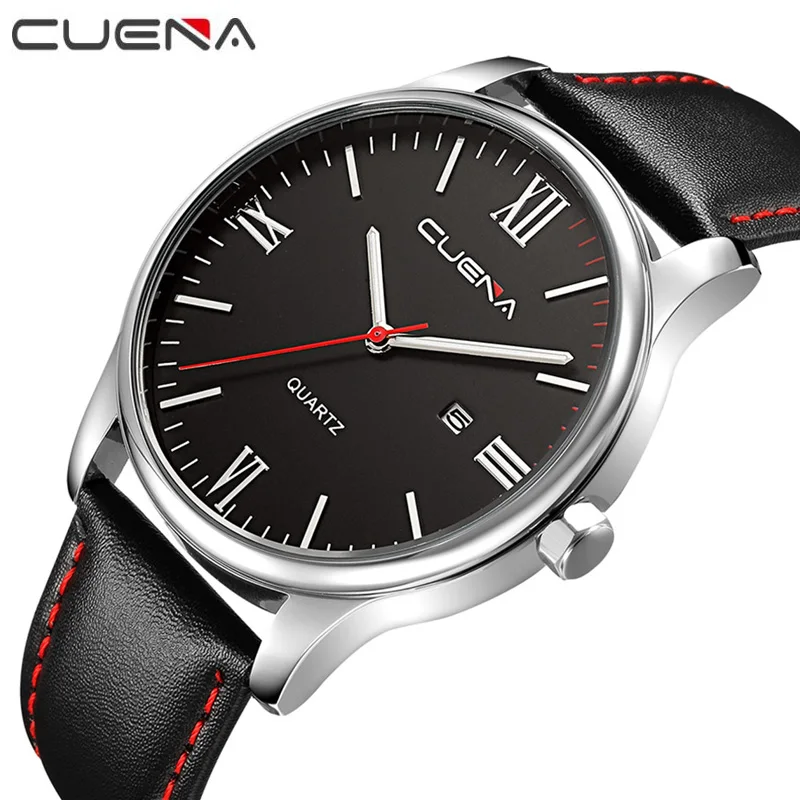 

Luxury Brand Men Casual Quartz Watch Fashion Leather Waterproof Watches Relogio Masculino Relojes CUENA 6631
