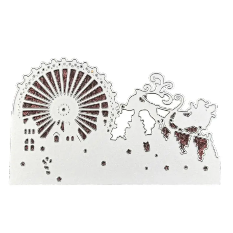 

Carbon Steel Ferris Wheel Deer Pattern Cutting Die Embossing Stencil Mold For DIY Paper Art Handcraft Scrapbook Card Decor Tool