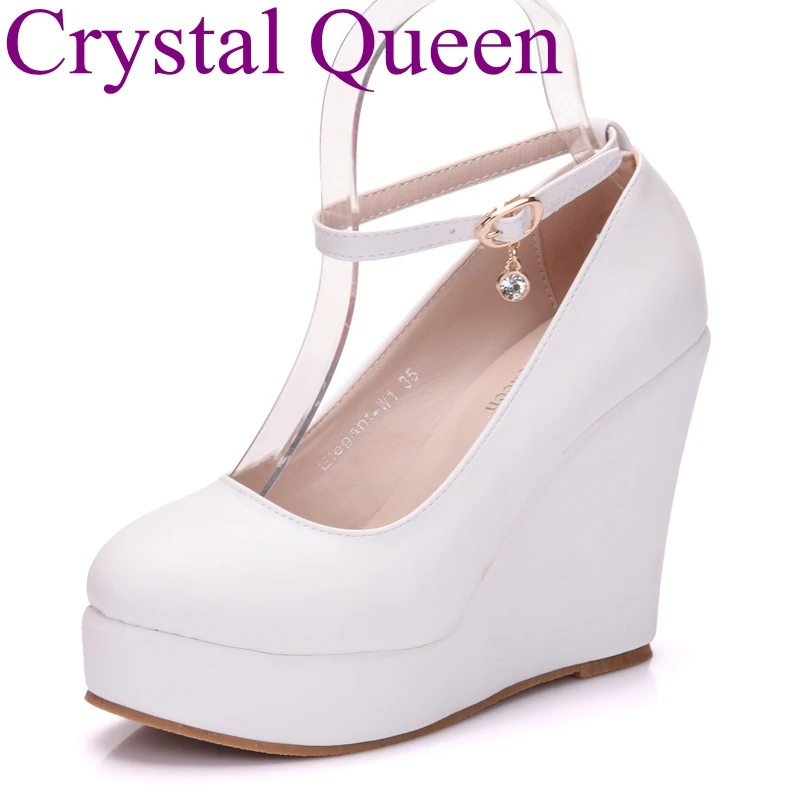 white wedge high heels