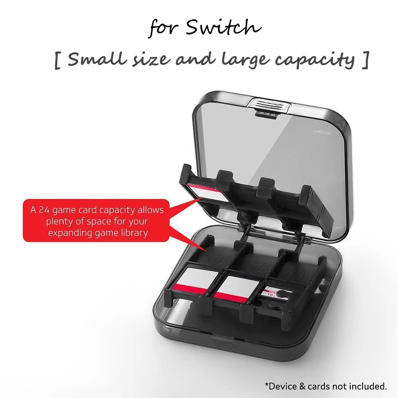 

24-in-1 Game Card Storage Box ,24IN1 Game Card Case with 2 TF Cards Holder for Nintendo Switch Game Cards Black