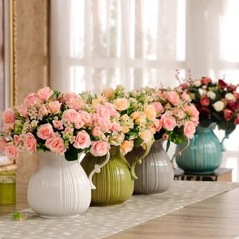 

flower flower set living room decorative flower vase floral jewelry ornaments European Home Furnishing silk flowers
