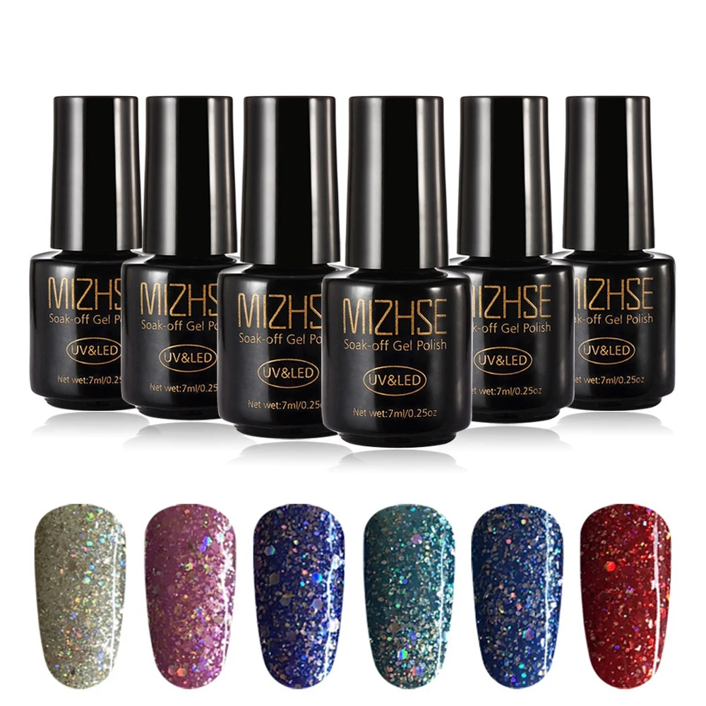 

MIZHSE 7ML Hybrid Polygel Lacquer Rainbow Sequin Nail Star Glitter Lucky Neon Gel Polish Varnishes for Manicure Semi Permanant