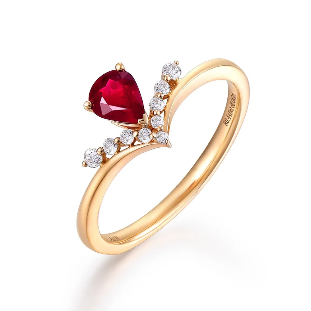 ENZO Pure 18 К Желтое золото (AU750) 1 шт./0.69CT рубин с 9 шт./0.083CT алмаз обручение кольцо для