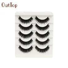 Big sale! 5 Pair Fashion Natural Handmade Long False Black Eyelashes Makeup 17July13