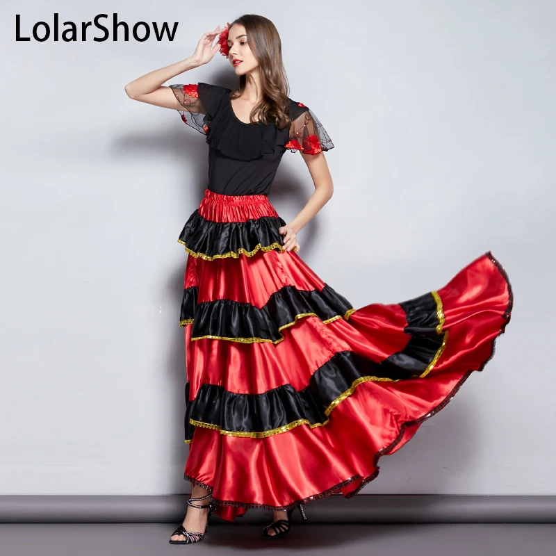 Цыганский танцевальный костюм длинная юбка для фламенко танцевальная юбка для живота юбка для девочки