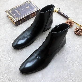 

British Style Leather Boots Genuine leather Fashion Hot Short Martin Boots Dress Shoes Hot 2018