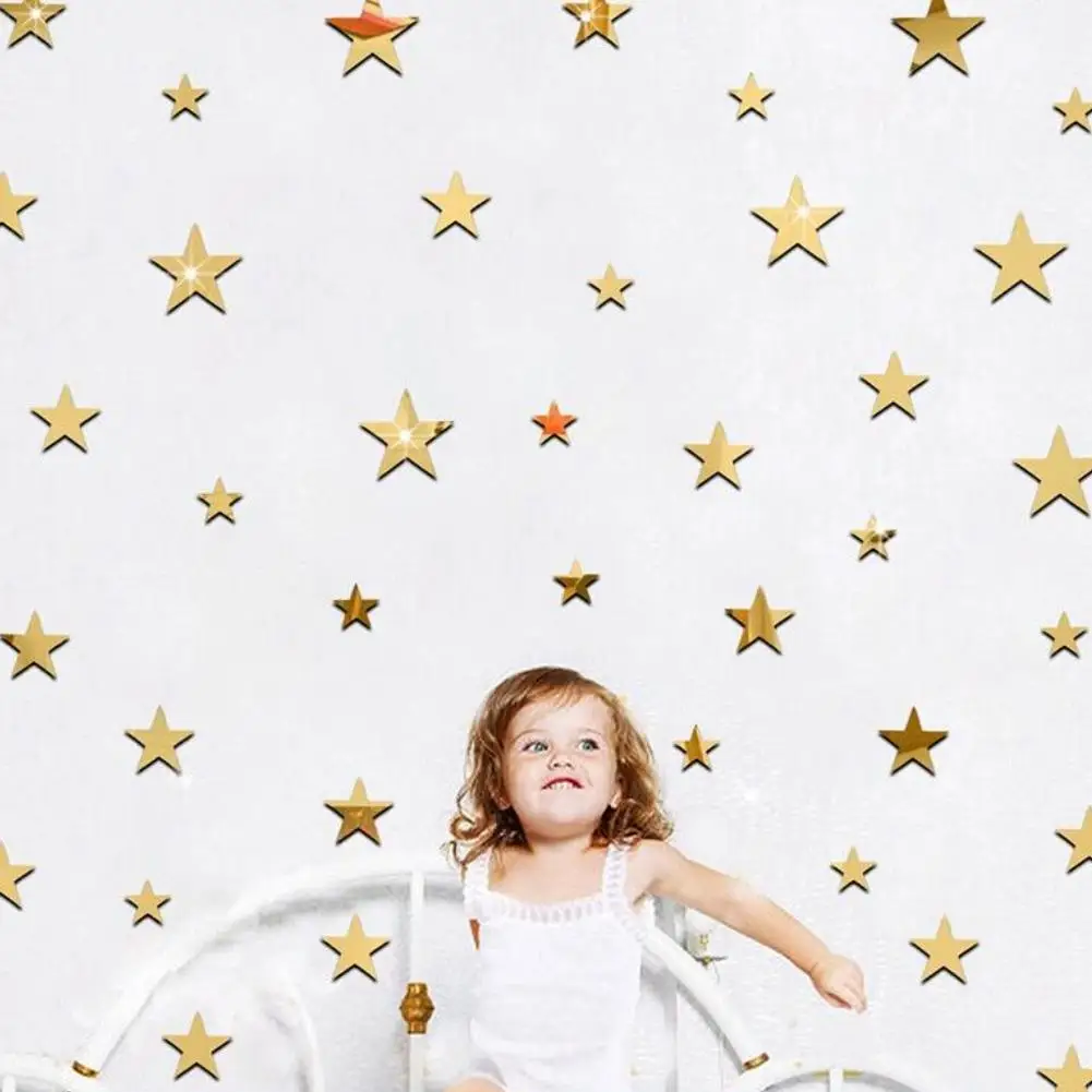 

HOT SALE! 20Pcs/Set Star Shape Mirror Wall Stickers Wallpaper Home Bedroom Ceiling Decor
