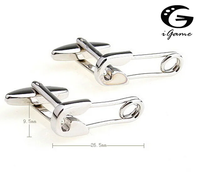 Igame Paper Clip Cuff Links Silver Color Copper Pin Design Free Shipping Tie Clips & Cufflinks