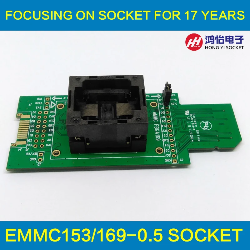 eMMC test Socket to SD interface for nand flash testing BGA169 BGA153 Reader Pitch 0.5mm Size 11.5x13mm For Reading Writing Data