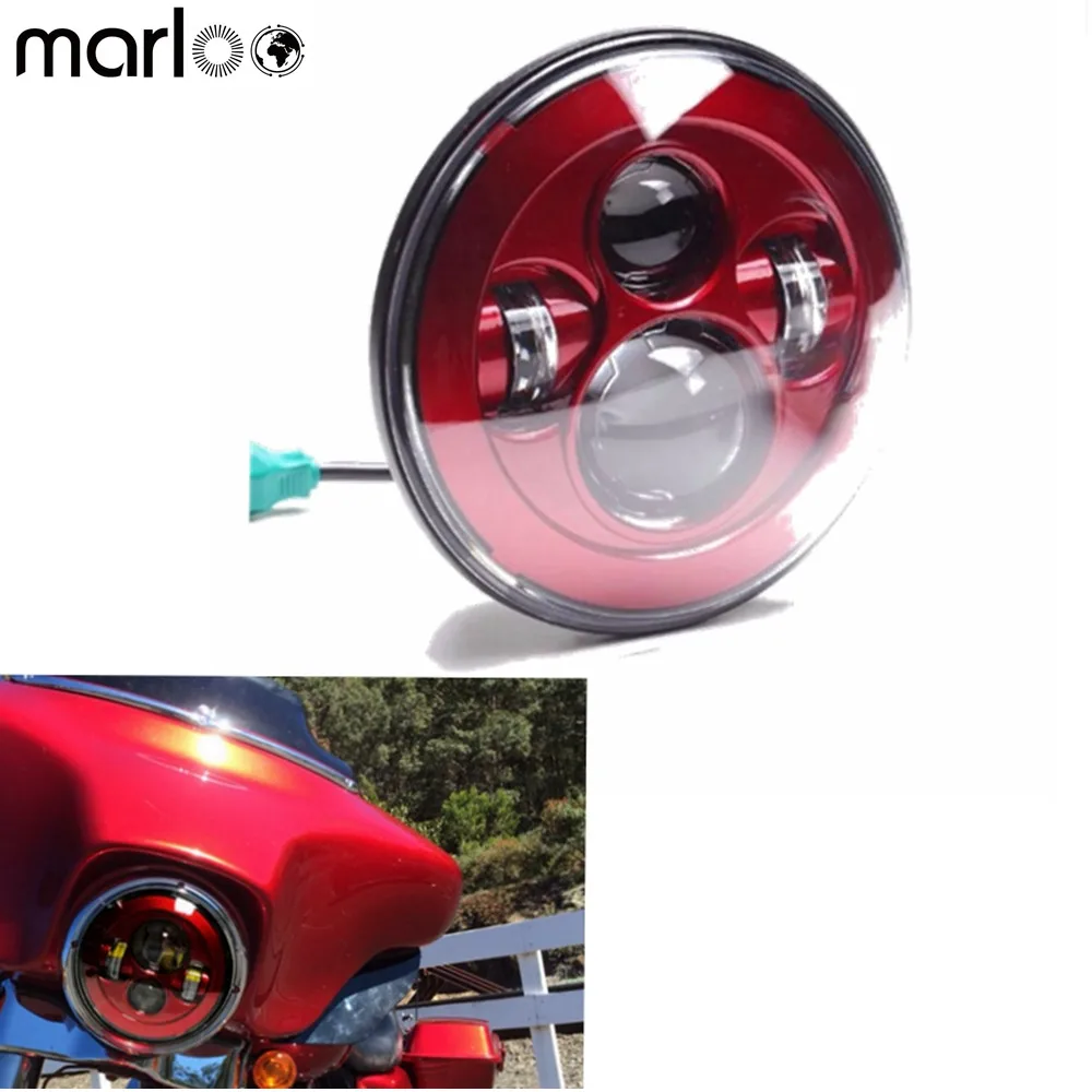 

Marloo Red Orange Blue 7 Inch Motorcycle Projector Daymaker High Low Beam LED Light Bulb Headlight For Harley Davidson