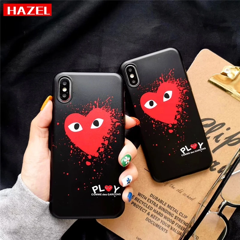 

Tide brand CDG PLAY eyes Loving case for iphone 6 6S 7 8 plus X XR XS Max Wear-resistant anti-slip Silica gel phone cover Coque