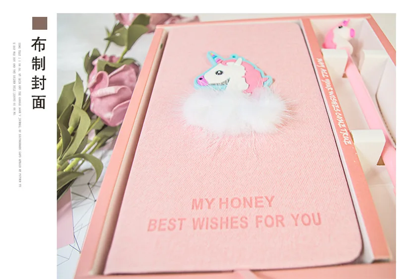 Южнокорейский Креативный блокнот с рисунком единорога из мультфильма с набор в подарочной коробке для девочек с сердечком канцелярские подарки блокнот s& блокноты