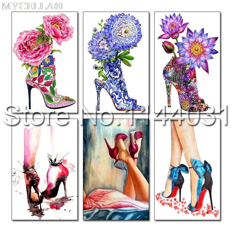 Flowers &amp High Heels 5D Diy Diamond Painting Needlework Mosaic Cross Stitch Beautiful legs Decor Gift Full Embroidery | Дом и сад