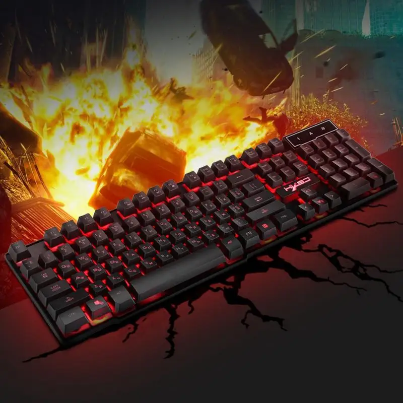 

HXSJ R8 Gaming Keyboard Russian/English Keybboard 3 Colors LED Backlit Similar Mechanical keyboard Feel for PC Games