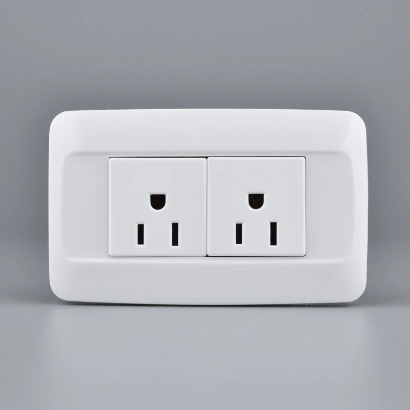 

2PCS 250V 10A Professional Dual Power Wall Charger Dock Socket Electric Power Outlet Panel Plate White US Plug Type