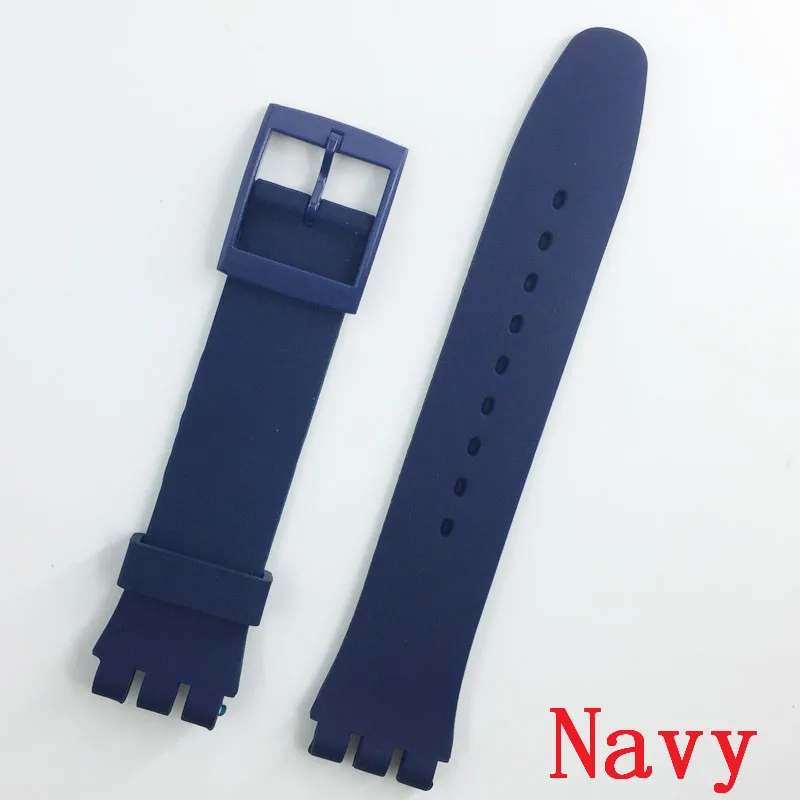 MR NENG черный ремешок для часов образец ремешка Пряжка для SWATCH силиконовый ремешок для часов 17 мм 19 мм 20 мм резиновый ремешок 16 мм Аксессуары для часов - Цвет ремешка: Navy