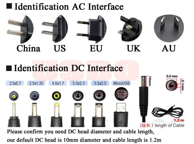 Черный 3V 5V 6V 9V 7V 7,5 V 12V 1A 1.5A 2A EU US dc адаптер питания 5,5*2,5mm AC to DC 3V 1A 1m Кабель Таиланд, Россия зарядное устройство