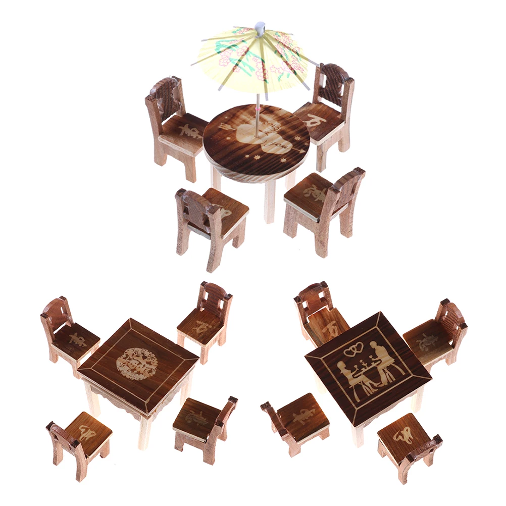 Furniture Toys  1set Wooden 1:12 Dollhouse Dining Table Chair Model Set Classic Pretend Play Toys Miniature Furniture 5pcs Furniture Toys  1set Wooden 1:12 Dollhouse Dining Table Chair Model Set Classic Pretend Play Toys Miniature Furniture 5pcs