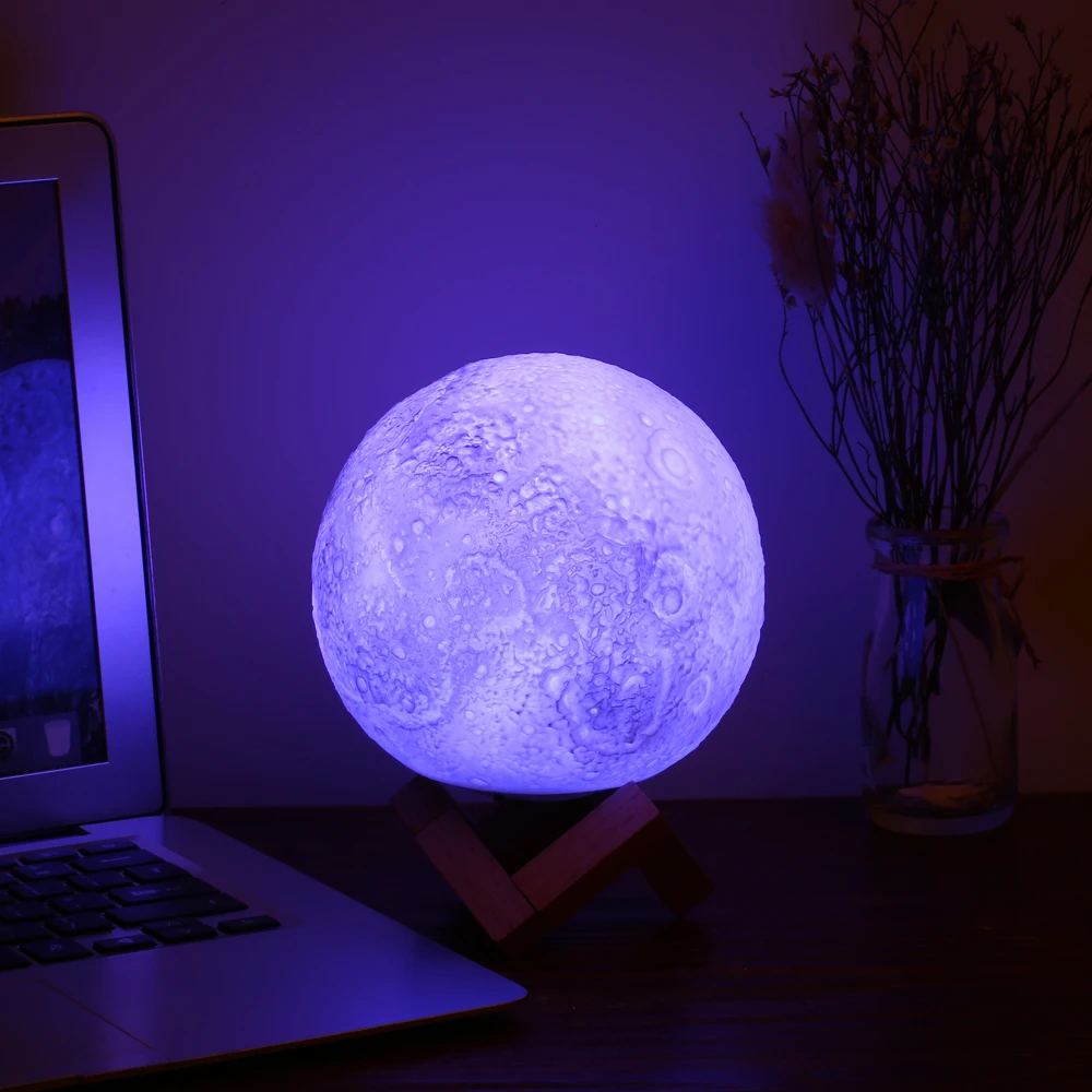 

Rechargeable 3D Print Moon Lamp 4 Color Change Remote Control Bedroom Bookcase Night Light 13/18cm Diameter Home Decor