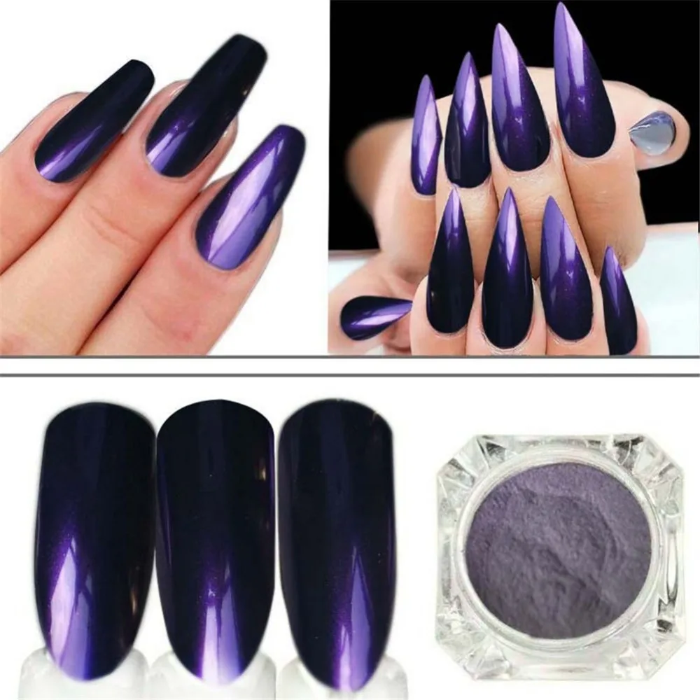 

1 Box Red Purple Mirror Nail Powder Shining Manicure Nail Art Chrome Pigment Glitter Dust Decoration