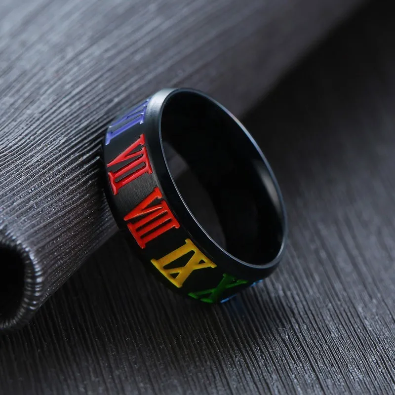 Мужское кольцо из нержавеющей стали с римскими цифрами и гравировкой ЛГБТ, гей-Прайд Rainbow Loveis LGBTQ Jewelry