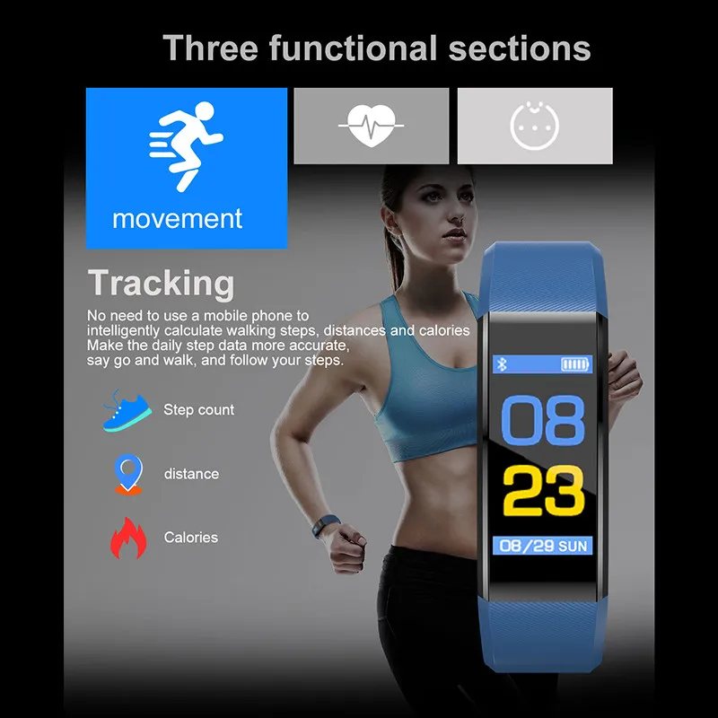 115 плюс умные браслеты водонепроницаемые спортивные смарт-браслеты цветной экран Bluetooth Смарт-браслеты с монитором сердца