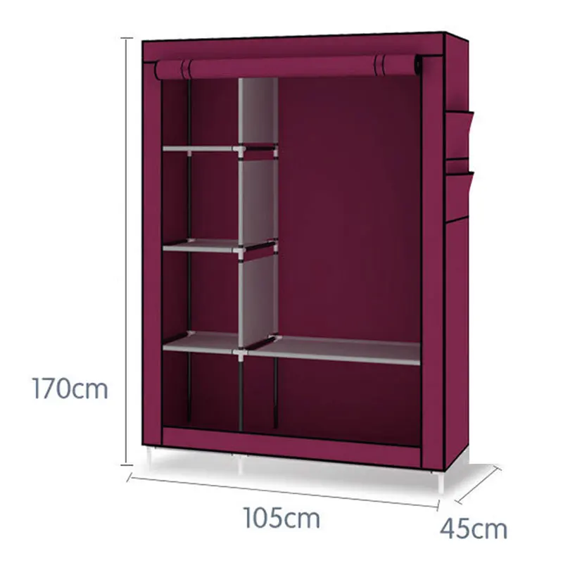 Simple Folding Cloth Wardrobe Fabric Dustproof Closet Steel Pipe Assembly Double Storage Cabinet Home Furniture Bedroom Wardrobe Simple Folding Cloth Wardrobe Fabric Dustproof Closet Steel Pipe Assembly Double Storage Cabinet Home Furniture Bedroom Wardrobe