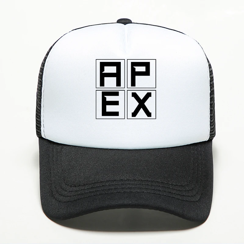 Новые многофункциональные бейсбольные кепки Apex Legends ручная печать хип-хоп унисекс Регулируемый головной убор Спорт на открытом воздухе черно-белая сетка