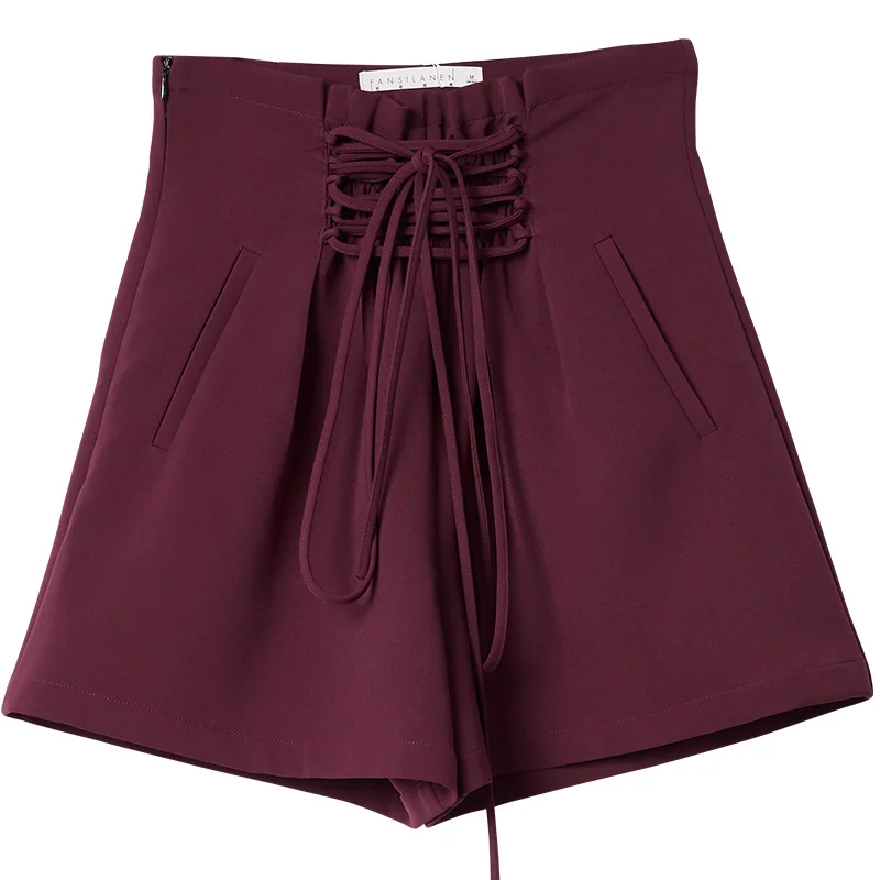 FANSILANEN 2017 New Arrival Fashion Solid Summer/Spring Vintage Casual Novelty Solid Women Chinese Style Shorts Z71363