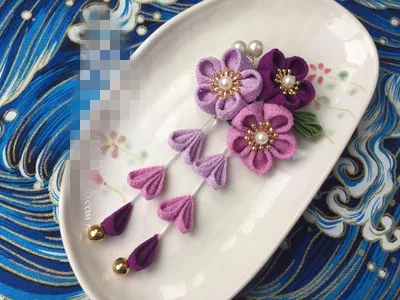 4 Сделай сам цветок из текстиля японское кимоно головной убор кисточки трансдиция головной убор Женская юката головной убор ручной работы аксессуары для волос - Цвет: 4