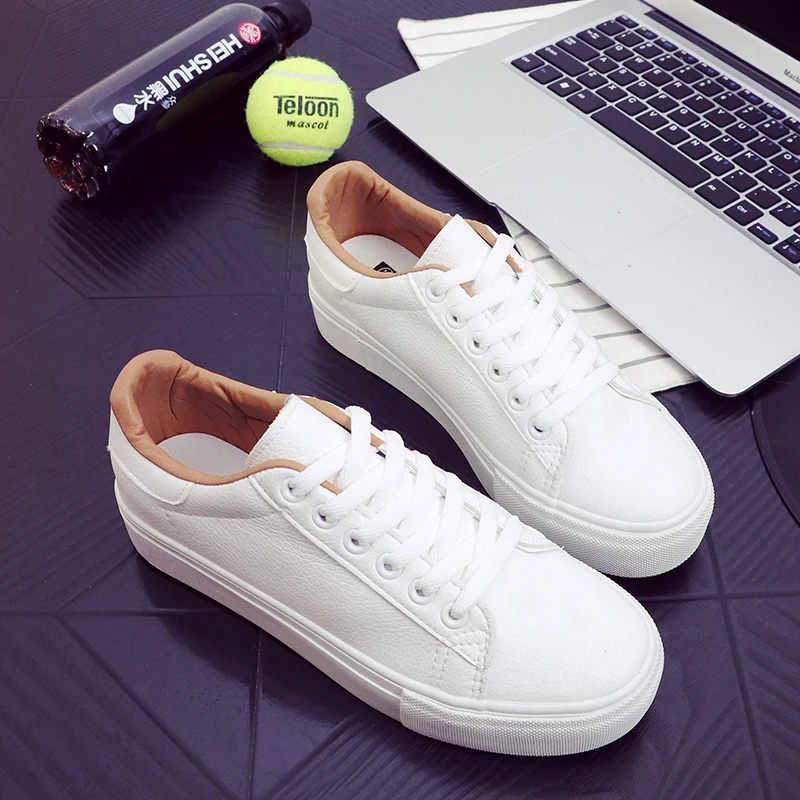 

2018 New Fashion Shoes Woman Casual Platform Solid PU Cotton Simple Women Casual White Shoes Sneakers