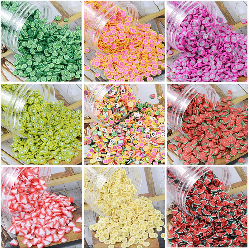 

17 Styles Fimo Cane Slices Fimo cane slices 1000pcs 3D Fruit Fimo Canes Polymer Clay Nail Art Stickers Tips Slices Decorations,