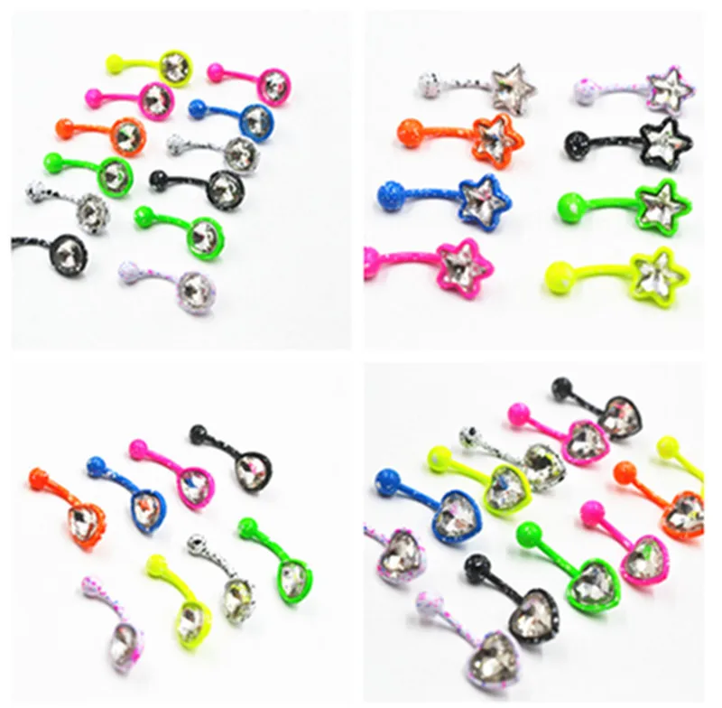 

Free shippment 100pcs Body Jewelry -14g Candy Color Gems Navel Belly Rings Navel Button Bar Barbells New Colors